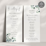 Modern Script Eucalyptus Wedding Program<br><div class="desc">Modern Script Watercolor Eucalyptus Wedding Program. Available digitally and printed. The main header is in a stylish set script and the rest of the text you can easily personalise. You can change the text and background colours if you wish to match your wedding colour theme via the Edit Further option...</div>