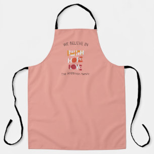 modern script faith hope love family monogram apron