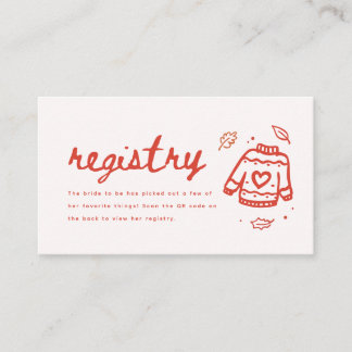 Modern Script Fall Bridal Shower Registry QR Code Enclosure Card