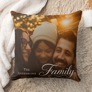 Modern Script Family Custom Photo Name Cushion