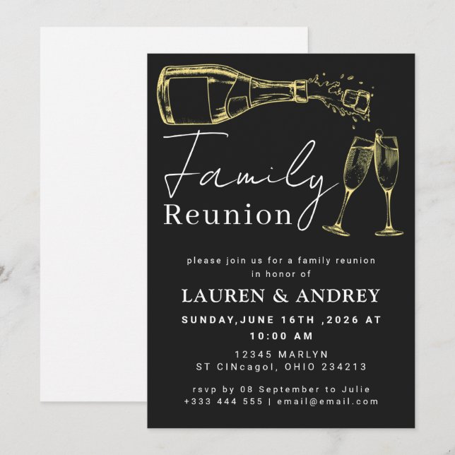 Modern Script Family Gathering Party Invitation (Front/Back)