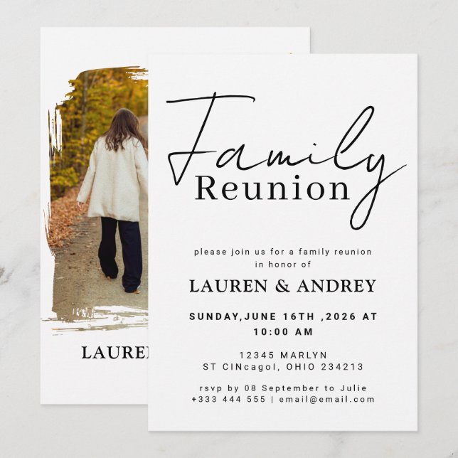 Modern Script Family Gathering Party Invitation (Front/Back)