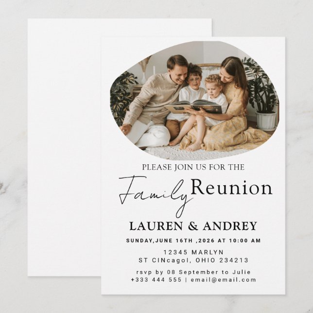 Modern Script Family Gathering Party Invitation (Front/Back)