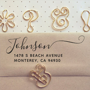 Modern Script Family Name Address Label Self-inking Stamp