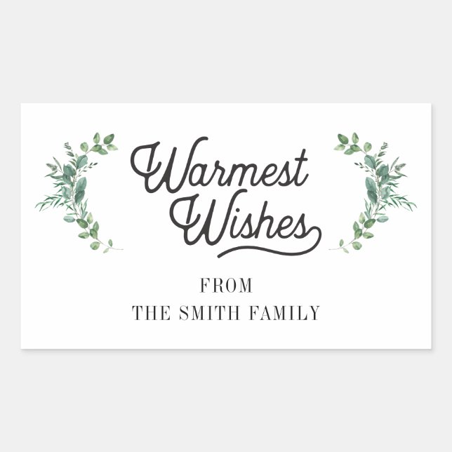 Modern Script Family Name Holiday Rectangular Sticker (Front)