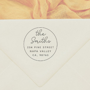 Modern Script Family Name Round Return Address Self-inking Stamp