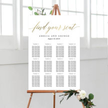 Modern Script Faux Gold Seating Chart