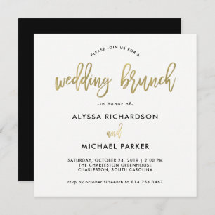 Modern Script Faux Gold Wedding Brunch Invitation