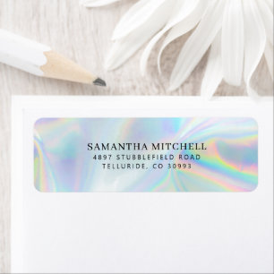 Modern Script Faux Holographic Return Address Return Address Label