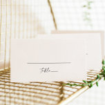 Modern Script Flat Wedding Place Card<br><div class="desc">This modern script flat wedding place card is perfect for a minimalist wedding reception. The simple black and white design features unique industrial lettering typography with modern boho style. Customisable in any colour. Keep the design minimal and elegant, as is, or personalise it by adding your own graphics and artwork....</div>