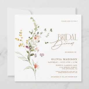 Modern Script Floral Garden Bridal Dinner Invitation
