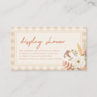Modern Script Floral Gingham Fall Display Shower Enclosure Card