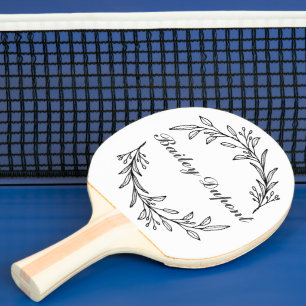 Modern Script Floral Personalised Ping Pong Paddle