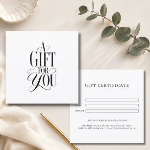 Modern Script Font White Business Gift Certificate