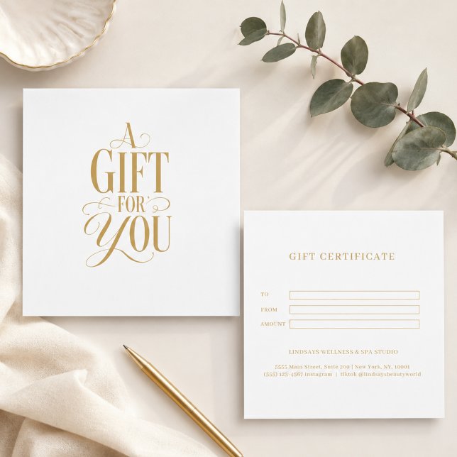 Modern Script Font White Business Gift Certificate (Modern Script Font White Business Gift Certificate)
