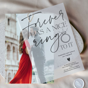 Modern Script Forever Ring Script Engagement Vellum Invitations