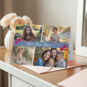 Modern Script Four Blue Photos Mother’s Day Card