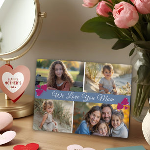 Modern Script Four Photos Mother’s Day Dusty Blue Plaque