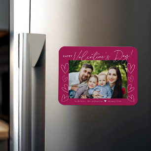 Modern Script Fuchsia Valentine's Day Photo Magnet