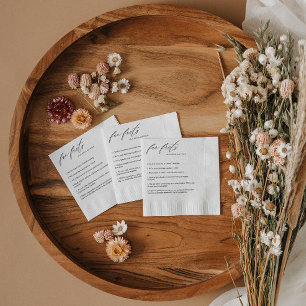 Modern Script Fun Facts Wedding Napkins