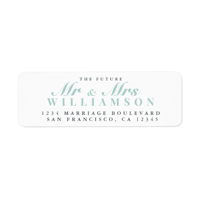 Modern Script Future Mr Mrs Wedding Return Address Label (Front)