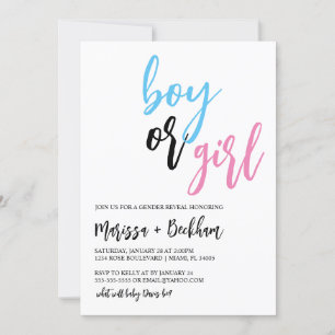 Modern Script Gender Reveal Invitation