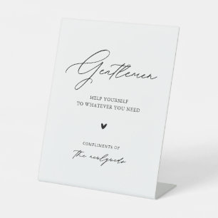 Modern Script Gentlemen Wedding Bathroom Basket Pedestal Sign