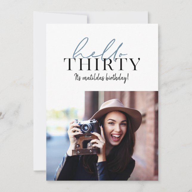 Modern script & geometric 30th birthday photo (Front)