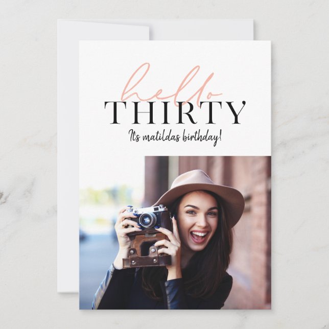 Modern script & geometric 30th birthday photo (Front)