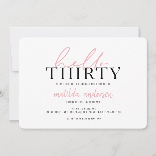 Modern script & geometric thirtieth birthday (Front)