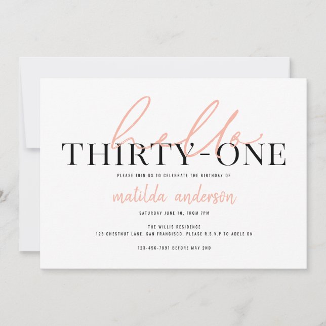 Modern script & geometric thirty-one birthday (Front)