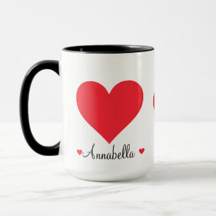 Modern Script Gift For Her Simple Elegant Hearts  Mug