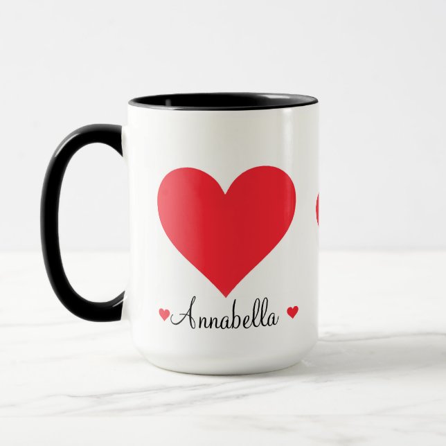  Modern Script Gift For Her Simple Elegant Hearts  Mug (Left)