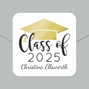 Modern Script Gold 2021 Custom Graduation Square Sticker