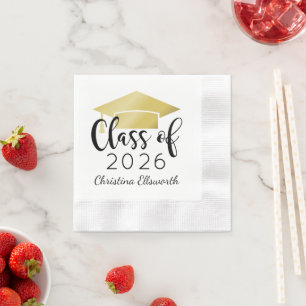 Modern Script Gold 2025 Custom Graduation Napkin