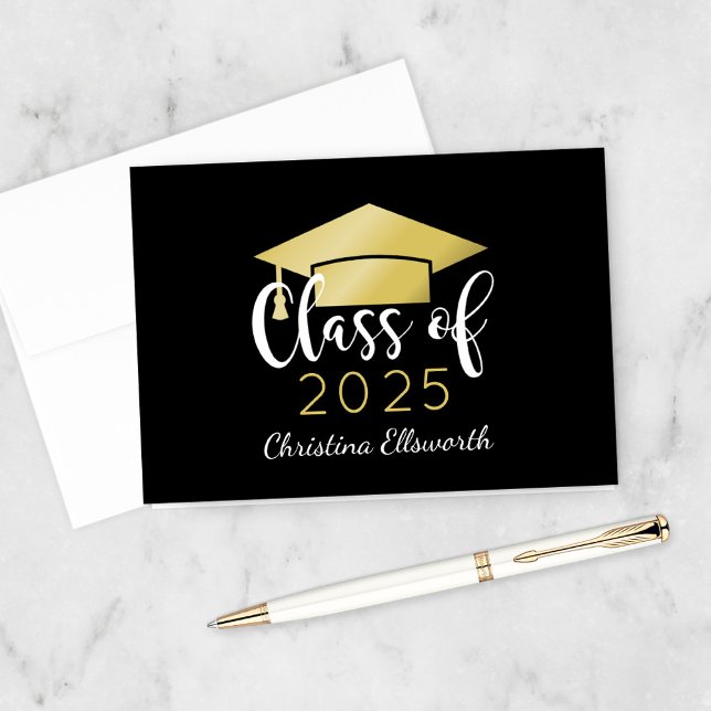 Modern Script Gold 2025 Custom Graduation Thank You Card (Creator Uploaded)