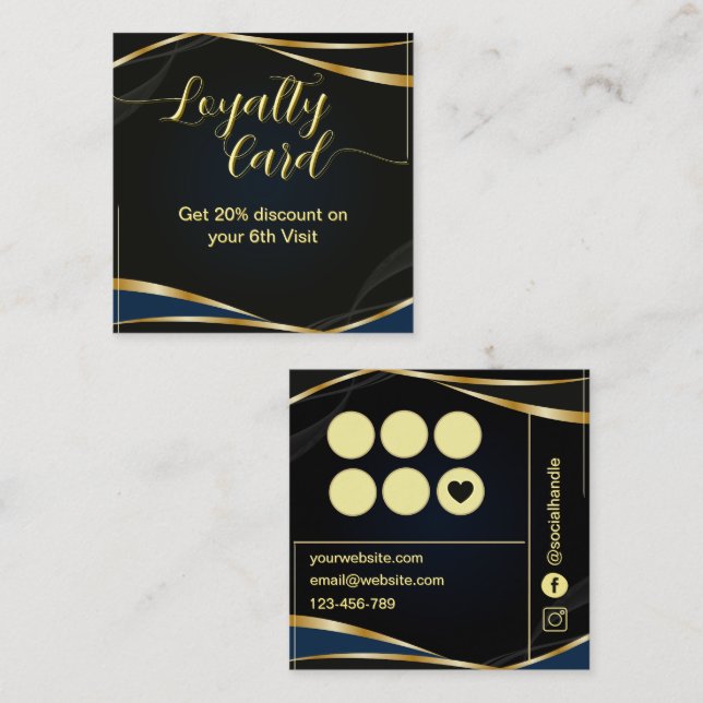 Modern Script Gold and Black  Loyalty Card (Front/Back)