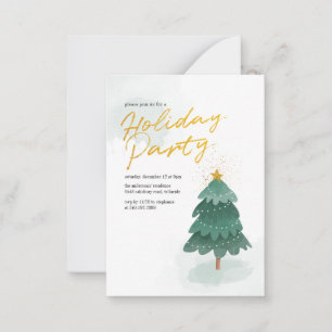 Modern Script Gold Christmas Tree Holiday Party Card