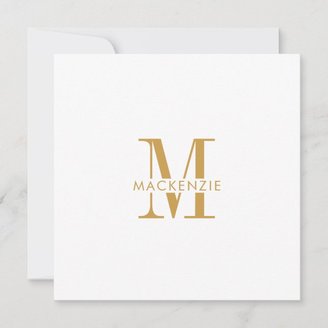 Modern Script Gold Monogram Initials Minimal Card (Front)