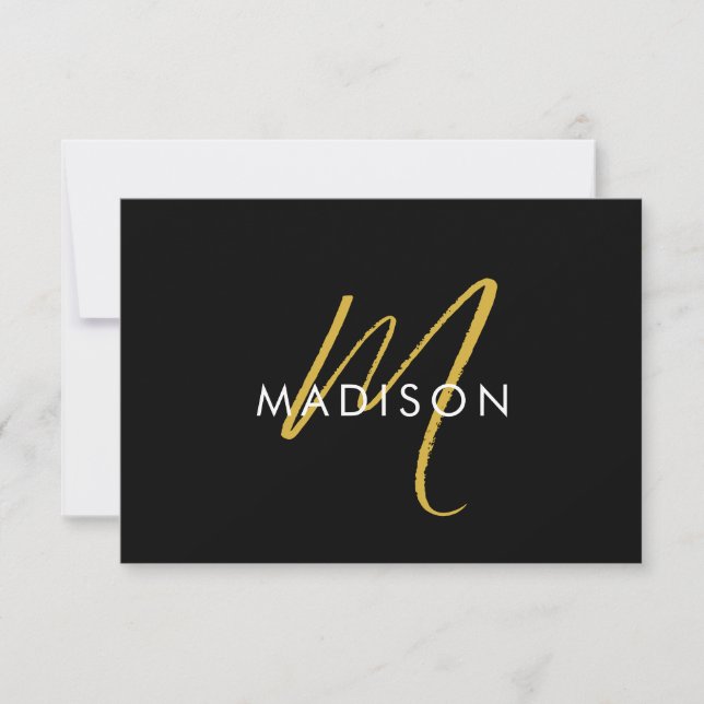 Modern Script Gold Monogram Initials Minimal Card (Front)