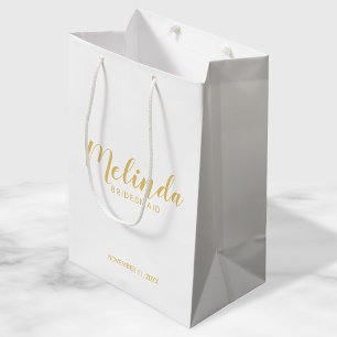Modern Script Gold Personalised Bridesmaids Medium Gift Bag