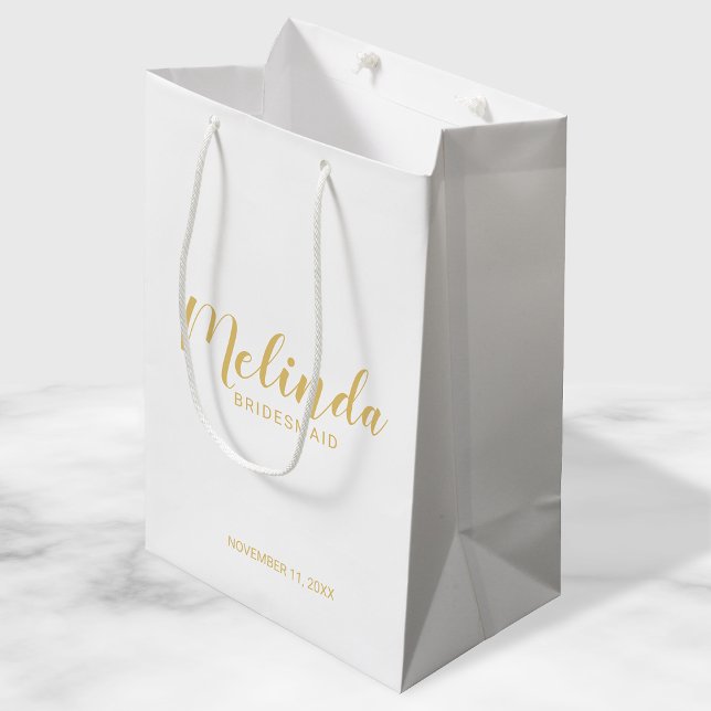 Modern Script Gold Personalised Bridesmaids Medium Gift Bag (Creator Uploaded)