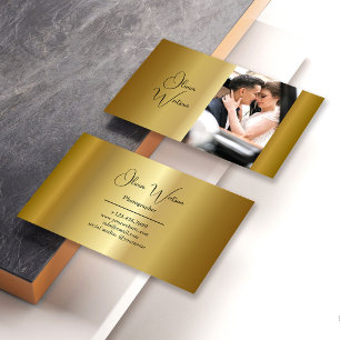 Modern Script Gold Professional Photographer Business Card