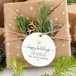 Modern Script Gold Snowflake Holiday Business Favour Tags<br><div class="desc">Modern minimalist business holiday gift tag with elegant script calligraphy reading HAPPY HOLIDAYS under a printed golden snowflake. Below is space for your custom message as well as additional space on the back for more detailed greetings.</div>