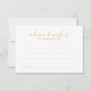 Modern Script Gold Wedding Advice and Wishes Card