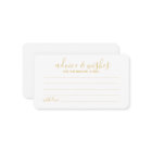 Modern Script Gold Wedding Advice and Wishes Card
