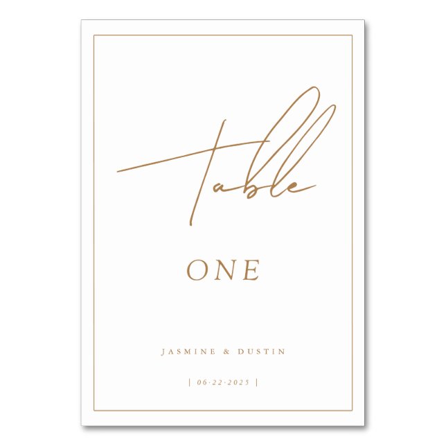 Modern Script Gold Wedding Table Number,Decor Mini Number (Front)