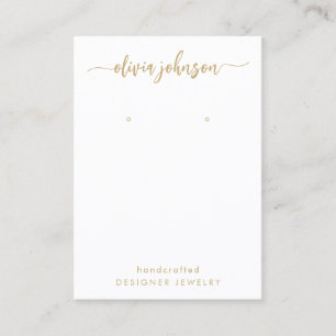 Modern Script Gold White Jewellery Earring Display Business Card