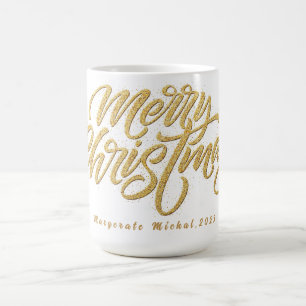 Modern Script Golden Merry Christmas Custom  Coffee Mug