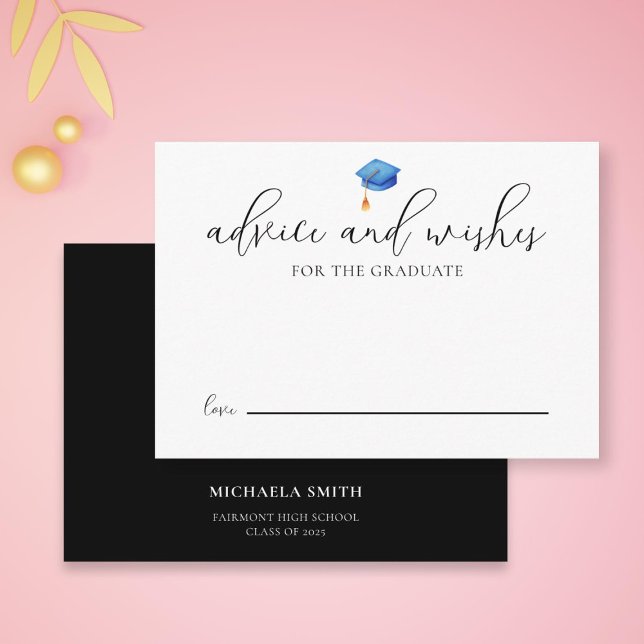 Modern Script Grad Advice Blue Graduation Enclosure Card (Creator Uploaded)